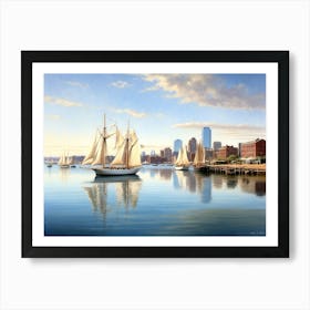 Sailboats In Boston Harbor Art Print