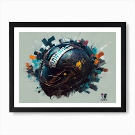 Helmet Of A Motorcyclist Art Print