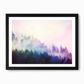 Rainbow Forest Fog Pacific Northwest Art Print