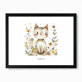 Little Floral Bobcat 1 Poster Art Print