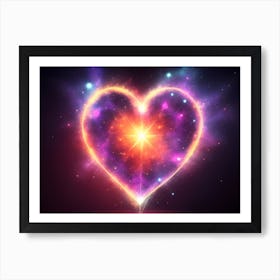 A Colorful Glowing Heart On A Dark Background Horizontal Composition 6 Art Print