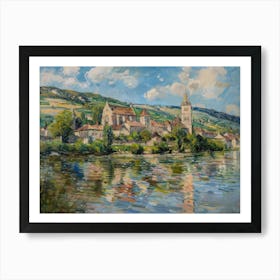 Village Lakeside Solitude Painting Inspired By Paul Cezanne Art Print