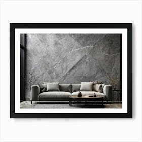 Abstract Stone Material Structure Grey Rock Halloween Granular Rough Wallpaper Stucco Dar (36) Art Print