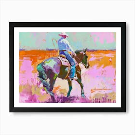 Neon Cowboy In Dodge City Kansas Painting Art Print