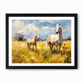 Horses Painting In Transylvania, Romania, Landscape 2 Art Print