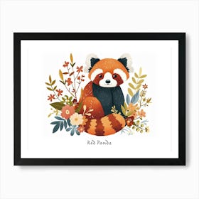 Little Floral Red Panda 3 Poster Art Print