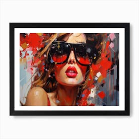 Woman In Red Sunglasses 10 Poster