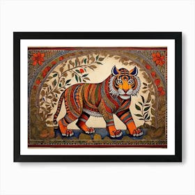 Default Traditional Madhubani Style Painting Of A Tiger On A T 0 (3) Art Print