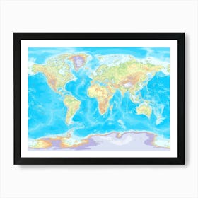 Physical world map 1 Art Print