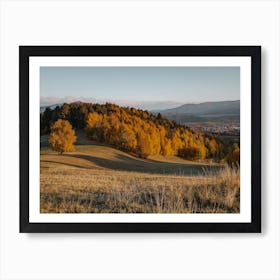 Mountain Town Autumn Forest Art Print