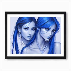 2 Blue Woman Art Print