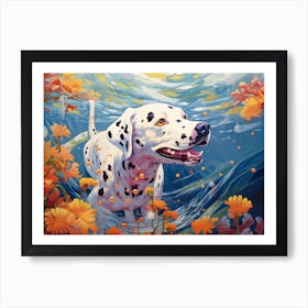 Dalmatian Dog Swimming In The Sea Art Print