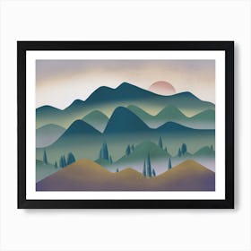 Mountain Range At Dawn Art Print
