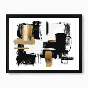 Black And Gold Abstract Painting 44 Art Print