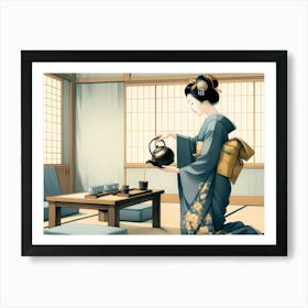 Geisha Prepare Tea Art Print