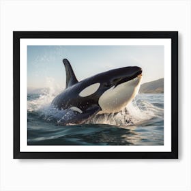 Realistic Photography Of Orca Whale Coming Out Of Ocean 7 Art Print