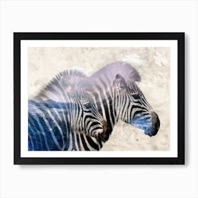 A Nice Zebra Art Illustration In A Photomontage Style 04 Art Print