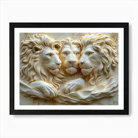 A Captivating 3d Art Featuring Stunning Lions Art Print