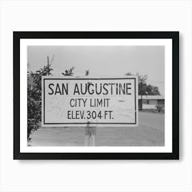 Sign, San Augustine, Texas By Russell Lee Art Print