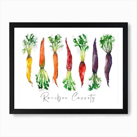Rainbow Carrots Watercolor Painting Art Print