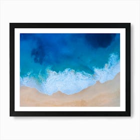 Greece, Seaside, beach and wave #8. Aerial view beach print. Sea foam Art Print