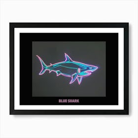 Neon Pink Blue Shark Poster 1 Art Print