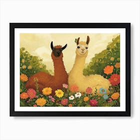 Floral Animal Illustration Llama 1 Art Print