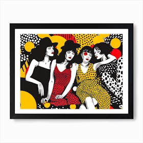 Three Women In Polka Dots Art Print