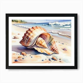 Seashell on the beach, watercolor painting 19 Art Print