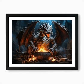 Dragon With Fire Art Print
