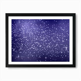 Dark Blue Shining Star Background Art Print