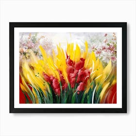 Beautiful flowers garden - Acrylic oil painting  #8 Art Print