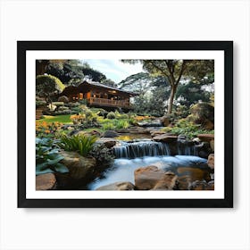 Beautiful Garden with Waterfall Views Art Print