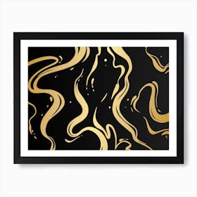 Liquid Black Marble Art Print