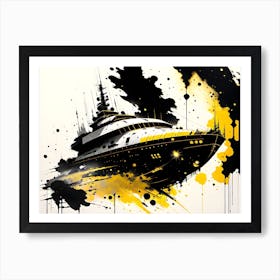 Ship In Black And Yellow Art Print