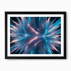 Abstract, Geometric Shapes In Shades Of Blue And Pink Creating A Futuristic And Vibrant Design Art Print