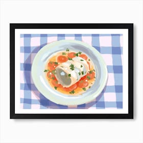 A Plate Of Canelloni, Top View Food Illustration, Landscape 4 Art Print