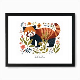 Little Floral Red Panda 2 Poster Art Print