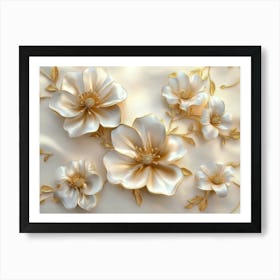 Gold And White Flowers 13 Poster