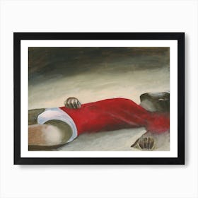 man sleeping homoerotic painting gay art bedroom red underwear bulge hands beige figurative hand painted Art Print