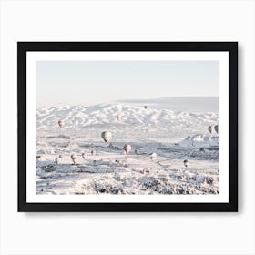 Hot Air Balloon Winter Landscape Art Print