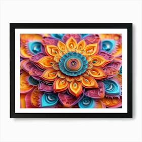 3d Detailed Mandala with Vibrant Colors 2 Art Print