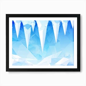 Abstract Polygonal Icicles Pattern Geometric Shapes Resembling Ice Cast In Various Shades Of White (6) Art Print