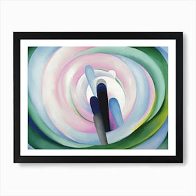 Georgia O'Keeffe - Grey Blue and Black, Pink Circle Art Print