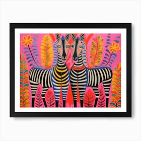 Zebra 1 Folk Style Animal Illustration Art Print