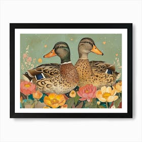 Floral Animal Illustration Duck 4 Art Print