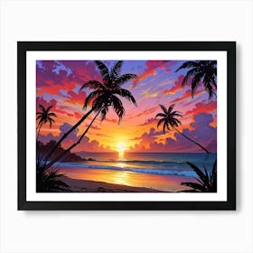 Sunset At The Beach 50 Art Print