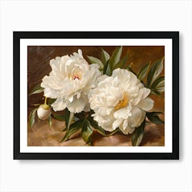 Two White Peonies Art Print