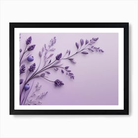 Lavender Flowers On A Purple Background Art Print