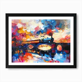 Train On The Bridge Art Print